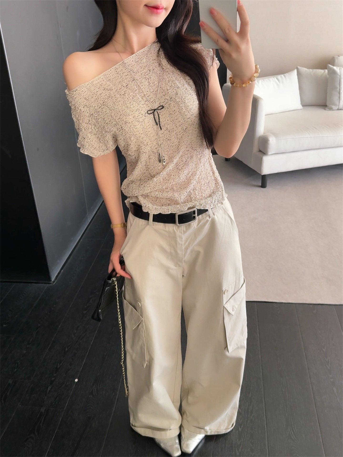 Sweet Plaid Ruffled Short Sleeve Top for Women
