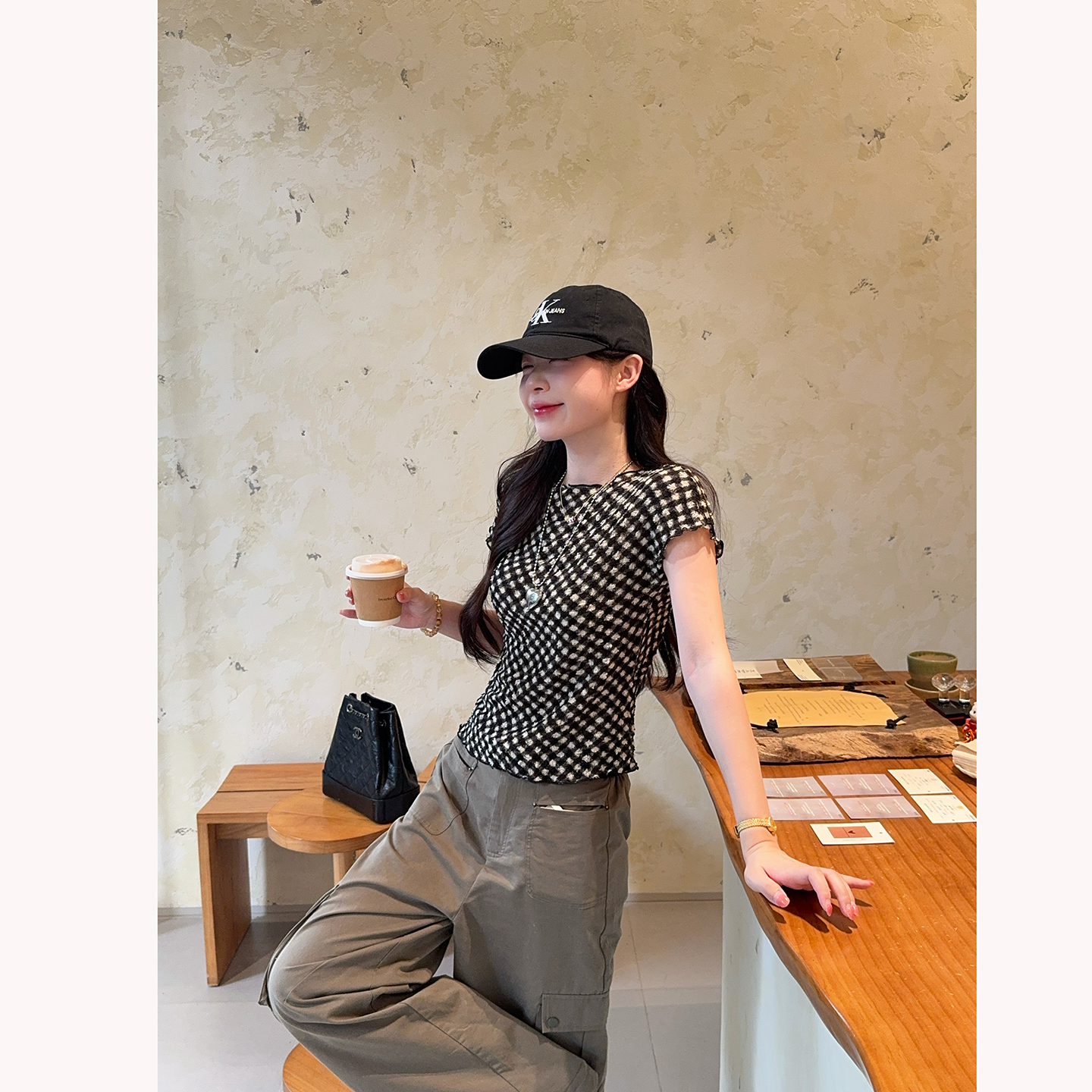 Sweet Plaid Ruffled Short Sleeve Top for Women - Image 5